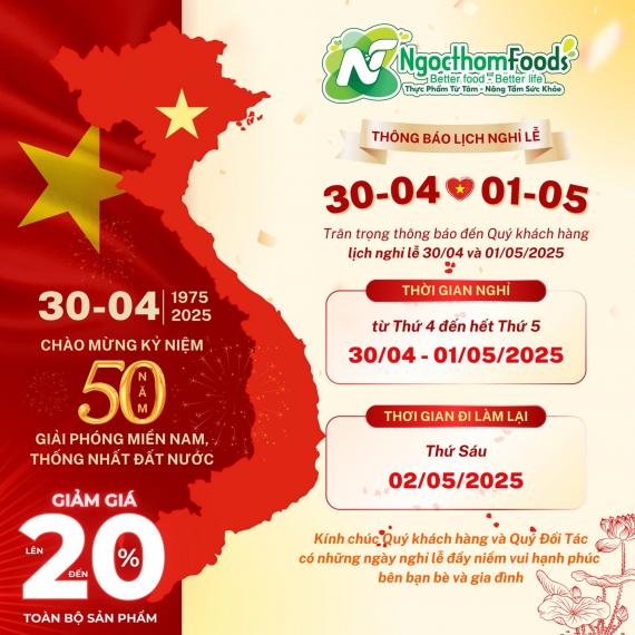 THÔNG BÁO LỊCH NGHỈ LỄ 30/4, 1/5 & KHUYẾN MÃI ĐẶC BIỆT