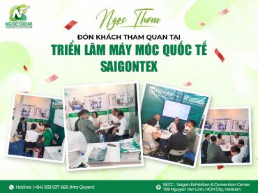 Ngọc Thơm đón khách tham quan tại Triển lãm máy móc quốc tế SaigonTex