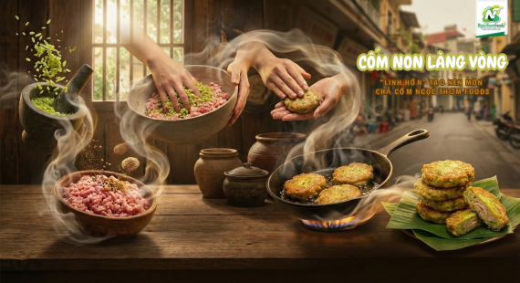CỐM NON LÀNG VÒNG – “LINH HỒN” TẠO NÊN CHẢ CỐM NGỌC THƠM FOODS