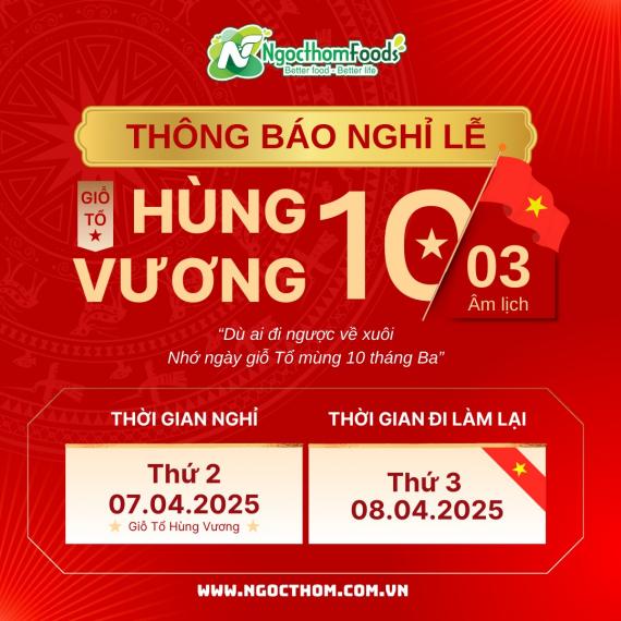 THÔNG BÁO LỊCH NGHỈ LỄ GIỖ TỔ HÙNG VƯƠNG 2025