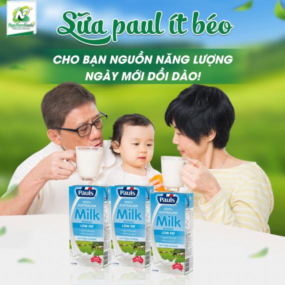 SỮA TƯƠI P.AULS LOW FAT MILK 1L - CHO BẠN NGUỒN NĂNG LƯỢNG NGÀY MỚI DỒI DÀO!