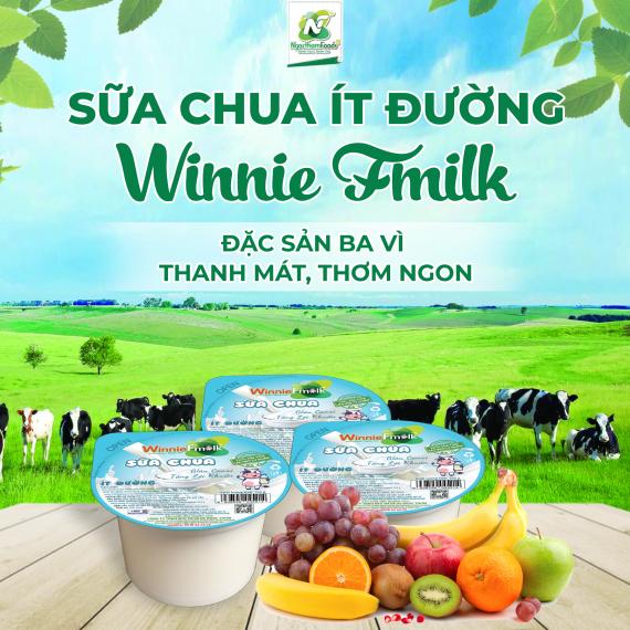 SỮA CHUA ÍT ĐƯỜNG WINNIE FMILK VỊ NGON TỰ NHIÊN TỪ ĐÀN BÒ SỮA BA VÌ