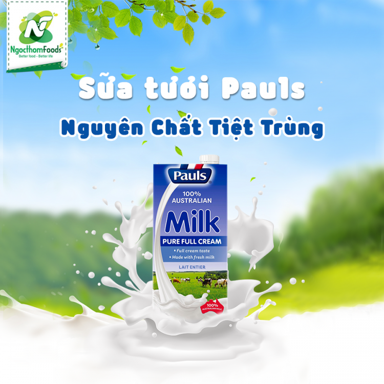 Pauls - PURE FULL CREAM Milk 1L (Nguyên Kem)